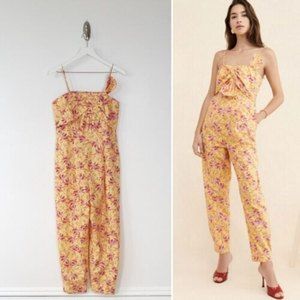 NWT FARM RIO Banana Sunshine Bow Top Jumpsuit Size M